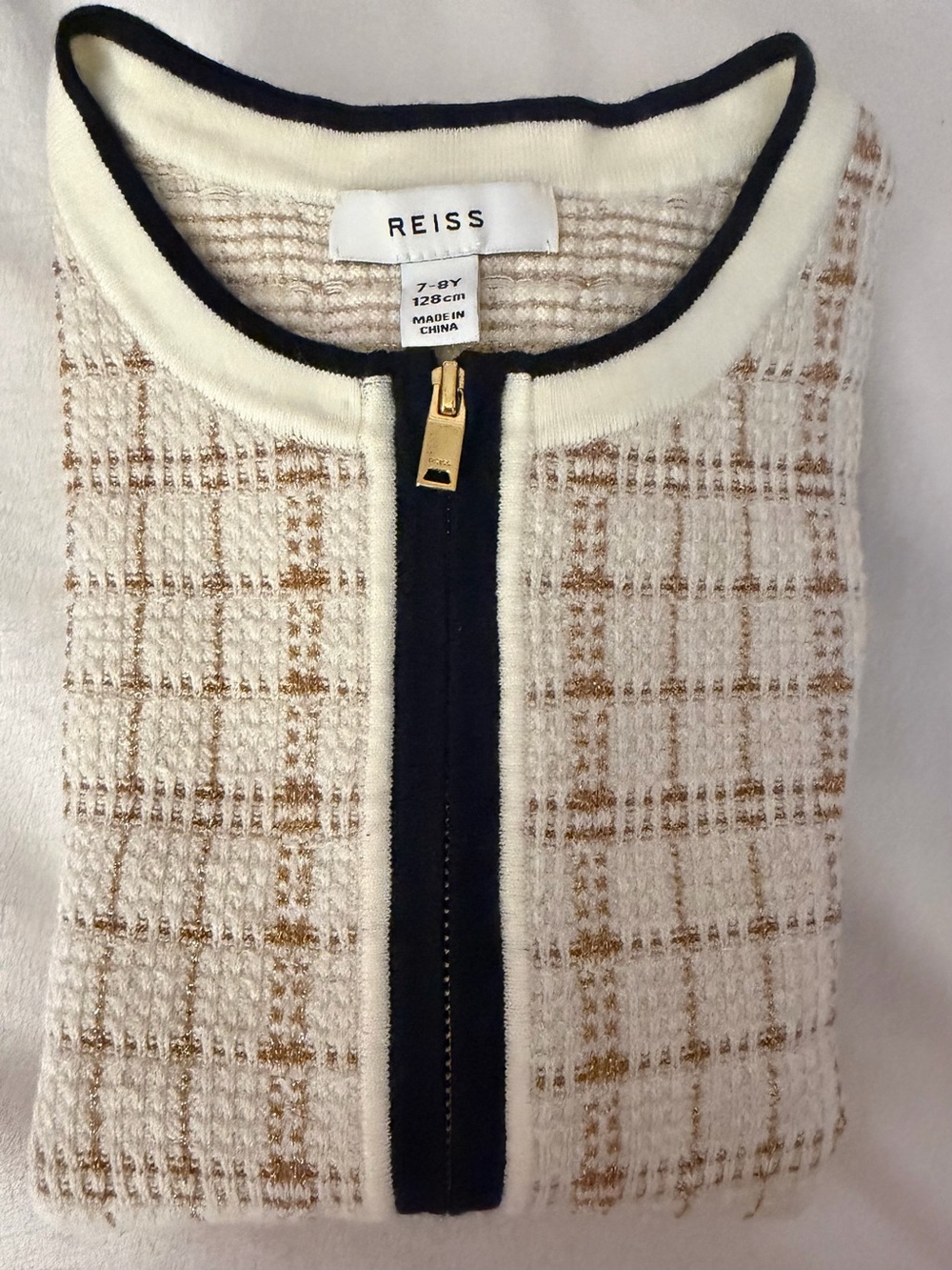 Reiss Cream & Black Trim Tweed Zip Pullover Dress. Only worn twice.